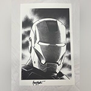 Black and White Iron Man Art Print